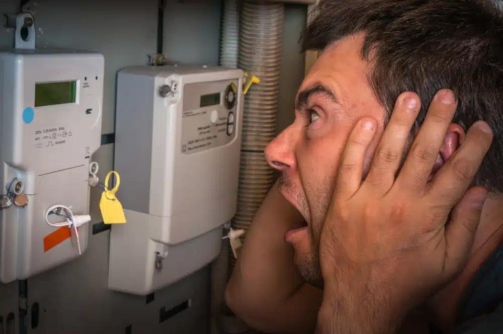 man shocked at electricity meter usage