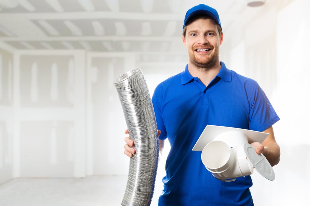 Hvac,Technician,Ready,To,Install,Ventilation,System,In,House