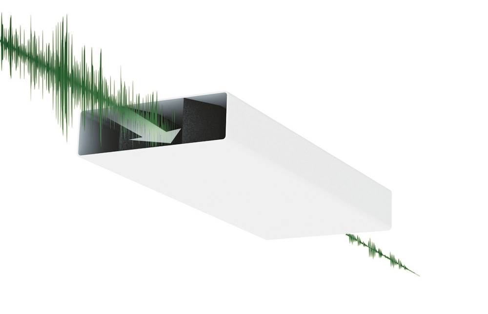 Domus Megaduct Rigid Duct 220X90mm Sound Attenuator Microban Protected White